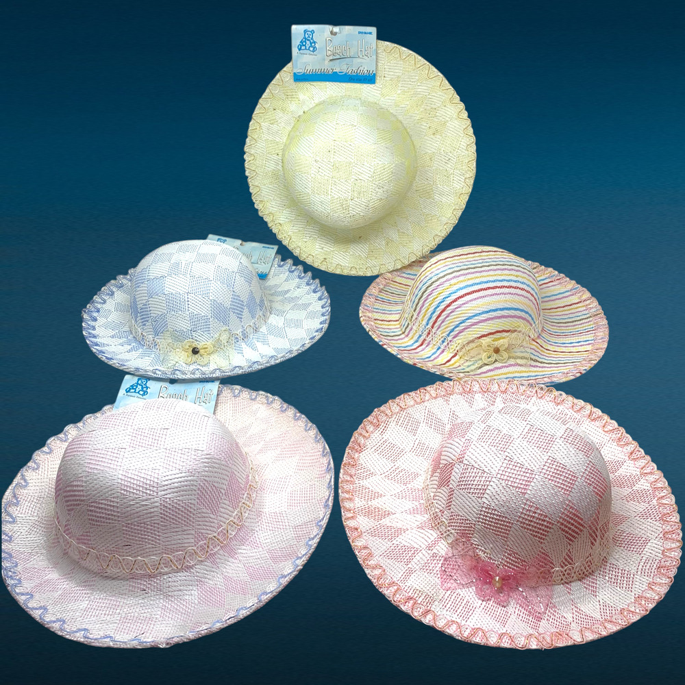 Lot 5 Vtg Women Wide Brim Beach Sun Hats Costume Theater Prop Halloween Floral